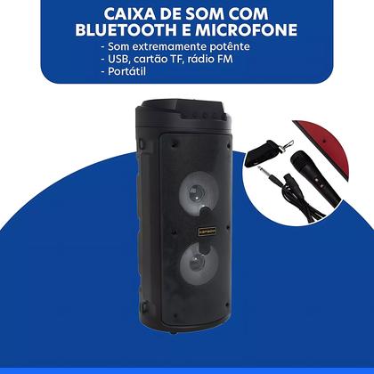 Imagem de  Caixa de Som Bluetooth Torre Portátil Ultra Booster com Microfone Potência e Versatilidade