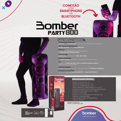 Imagem de Caixa de Som bomber Party 800 Watts Bluetooth Usb Portátil com 2 Subwoofers Black Preto