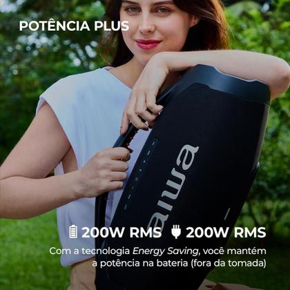 Imagem de Caixa de Som Boombox Plus AIWA 200W Bluetooth 30H IP66 USB Preta BBS-01-B Bivolt