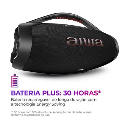 Imagem de Caixa de Som Boombox Plus AIWA 200W Bluetooth 30H IP66 USB Preta BBS-01-B Bivolt