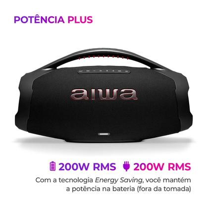 Imagem de Caixa de Som Boombox Plus AIWA BBS-01-B 200W BT 30H IP66 USB
