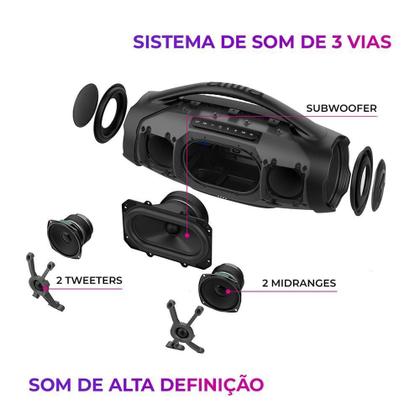 Imagem de Caixa De Som Boombox Plus Aiwa BBS-01-BG 200w Bt 30h IP66 USB Cinza Boombox Bivolt