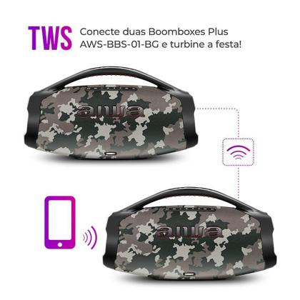 Imagem de Caixa De Som Boombox Plus Aiwa BBS-01-BG 200w Bt 30h IP66 USB Cinza Boombox Bivolt