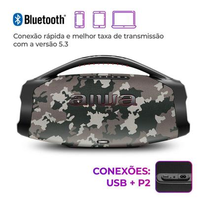 Imagem de Caixa de Som Boombox Plus AIWA BBS-01-BG 200W BT 30H IP66 USB Cinza