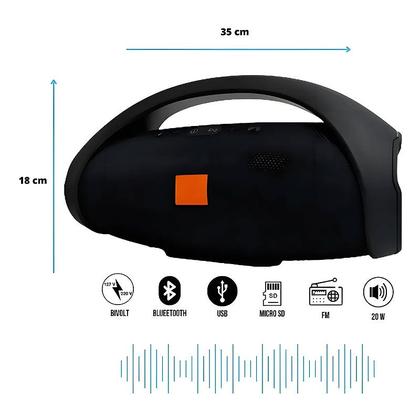 Imagem de Caixa De Som Booms Box Black 35Cm Bluetooth Portatil Com Alça