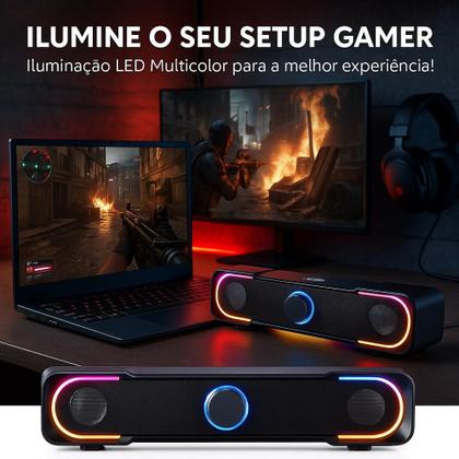 Imagem de Caixa de Som Caixinha P2 Potente USB 2.0 Com Led Rgb Para Computador Notebook