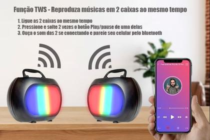 Imagem de Caixa De Som Com Microfone Infantil Caixinha Luz Bluetooth