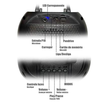 Imagem de Caixa De Som Com Microfone Infantil Caixinha Luz Bluetooth
