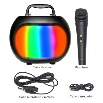 Imagem de Caixa De Som Com Microfone Infantil Caixinha Luz Bluetooth