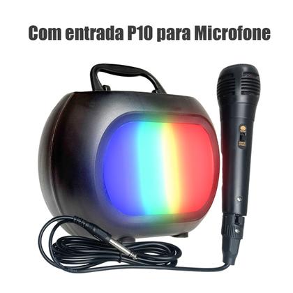 Imagem de Caixa De Som Com Microfone Infantil Caixinha Luz Bluetooth