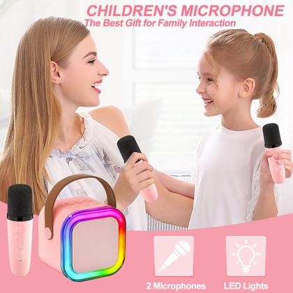 Imagem de Caixa de Som com Microfone Sem Fio Bluetooth Karaokê Rosa