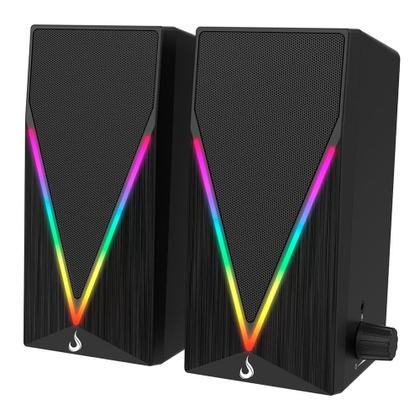 Imagem de Caixa de Som Gamer Rise Mode Aura Sound S3, RGB Rainbow, 3W*2, Preto - RM-SP-03-RGB