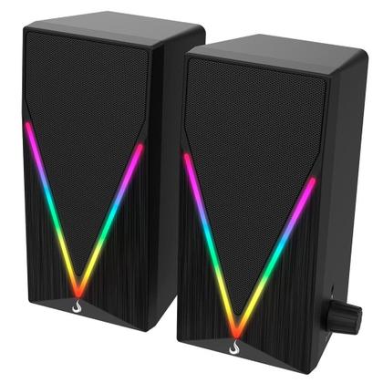 Imagem de Caixa de Som Gamer Rise Mode Aura Sound S3, RGB Rainbow, 3W*2, Preto - RM-SP-03-RGB