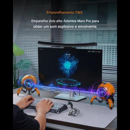 caixa de som GravaStar Mars Pro + Base de Carregamento - Caixa de