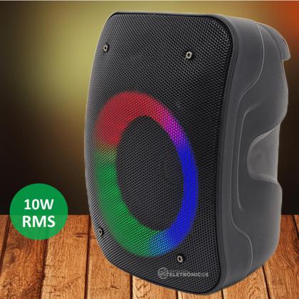 Imagem de Caixa De Som Iluminação RGB 10W RMS Receptor Multi-Funções FM Bluetooth Entrada Auxiliar - D4140