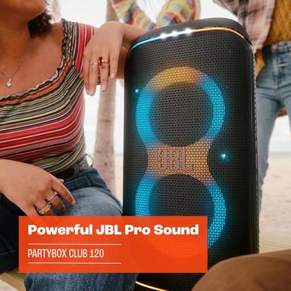 Imagem de Caixa de som JBL Partybox club 120, com 2 microfones sem fio,até 12h de bateria, 160w rms