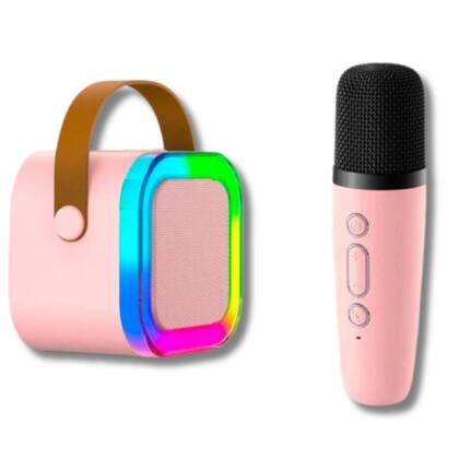 Imagem de Caixa De Som Mini Karaokê  Microfone Alto-falante Luzes RGB Portátil Caixa De Som