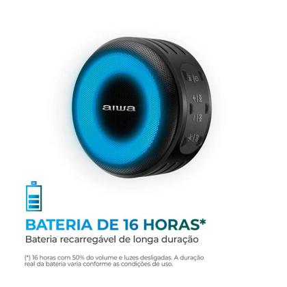 Imagem de Caixa de som mini Speaker Aiwa Bluetooth Luzes Multicores SP-02 10W BT 16H IP65 RGB USB TWS bivolt