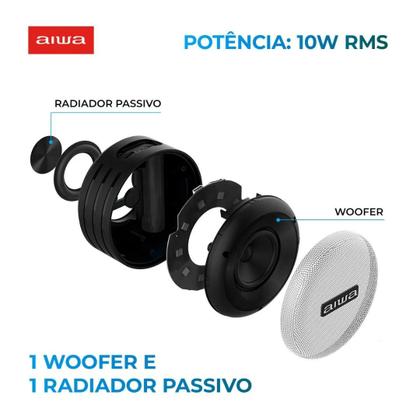 Imagem de Caixa de som mini Speaker Aiwa Bluetooth Luzes Multicores SP-02 10W BT 16H IP65 RGB USB TWS bivolt