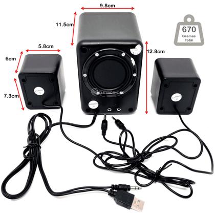 Caixa de Som Multimídia 18w Mini Subwoofer 2.1 Bluetooth FM USB
