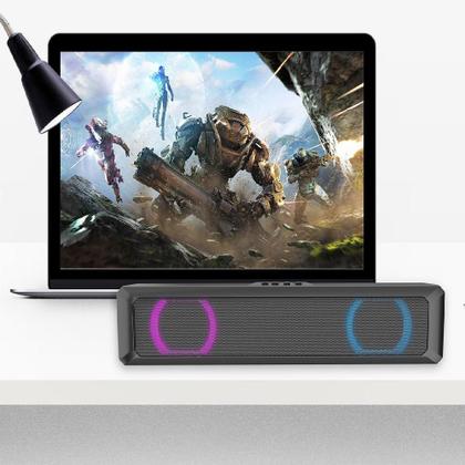 Imagem de Caixa De Som Multimídia Hi-Fi Para Pc Notebook Tv Smart Led Rgb Usb P2