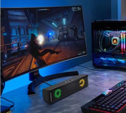 Imagem de Caixa De Som Multimídia Hi-Fi Para Pc Notebook Tv Smart Led Rgb Usb P2