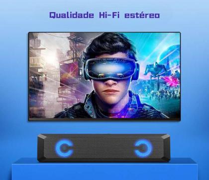 Imagem de Caixa De Som Multimídia Hi-Fi Para Pc Notebook Tv Smart Led Rgb Usb P2