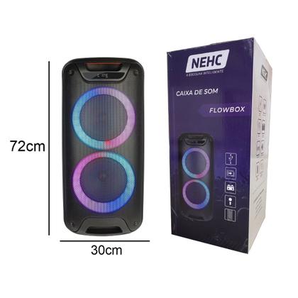 Imagem de Caixa de Som Nehc Flowbox Rádio Recarregável 400w RMS 2x 8' Microfone USB 2025