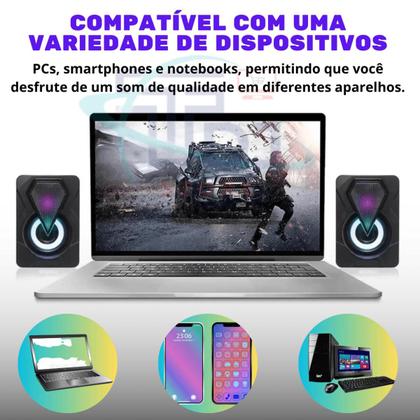 Imagem de Caixa De Som  Para Computador Notebook Pc Gamer Led Rgb