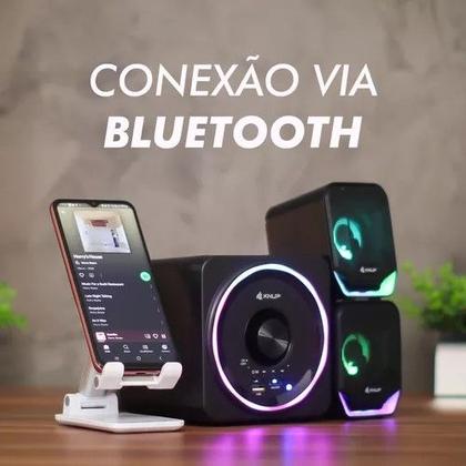 Imagem de Caixa De Som Para PC Subwoofer 2.1 16w RGB Usb P2 Bluetooth KP-RO828 Knup
