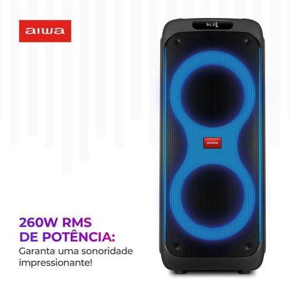 Imagem de Caixa de Som Party Box AIWA Bluetooth Luzes Multicores AWS-PB-04 Party Box Bivolt