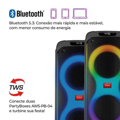 Imagem de Caixa de Som Party Box AIWA Bluetooth Luzes Multicores AWS-PB-04 Party Box Bivolt