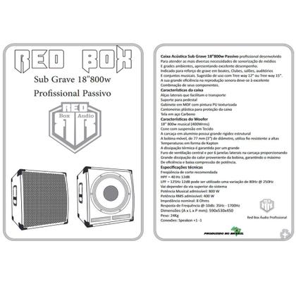 Caixa De Som Passiva Profissional Sub Grave 18