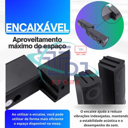 Imagem de Caixa De Som Pc Gamer Notebook Com Luz Led 12w Usb Rgb
