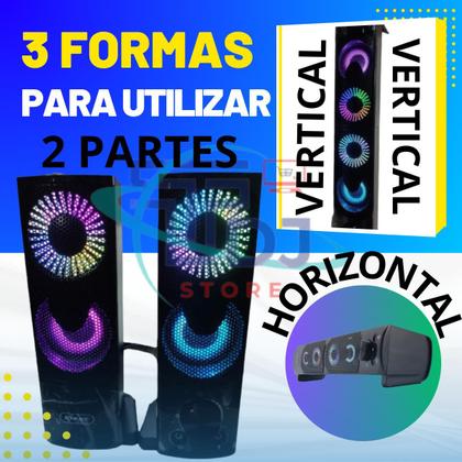 Imagem de Caixa De Som Pc Gamer Notebook Com Luz Led 12w Usb Rgb