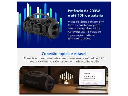 Imagem de Caixa de Som Philips Bombeat Boombox TAX400B/00 Bluetooth Amplificada Portátil IP66 200W USB