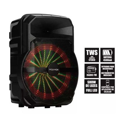 Imagem de Caixa de Som Polyvox Amplificada Bluetooth Led XC-710T 300w