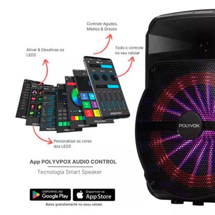 Imagem de Caixa de Som Polyvox Amplificada Bluetooth Led XC-710T 300w