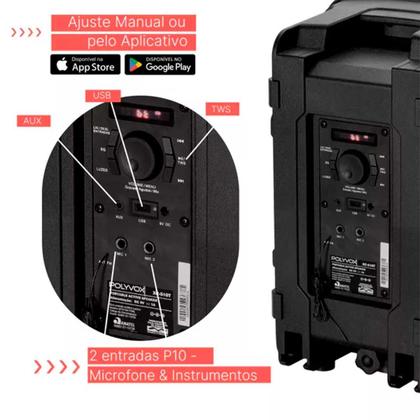 Imagem de Caixa de Som Polyvox Amplificada Bluetooth Led XC-710T 300w