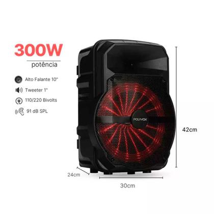 Imagem de Caixa de Som Polyvox Amplificada Bluetooth Led XC-710T 300w