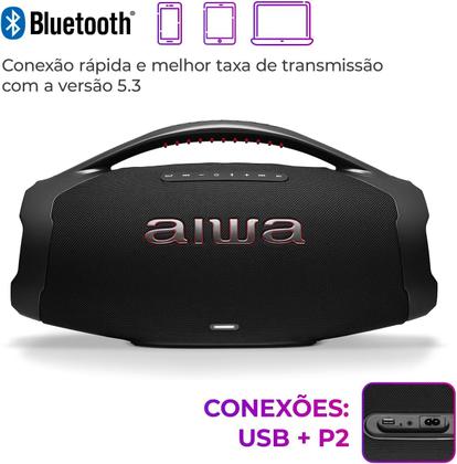 Imagem de Caixa de Som Portátil Aiwa Boombox Plus 200W Bluetooth À Prova D'água BBS-01B Preto