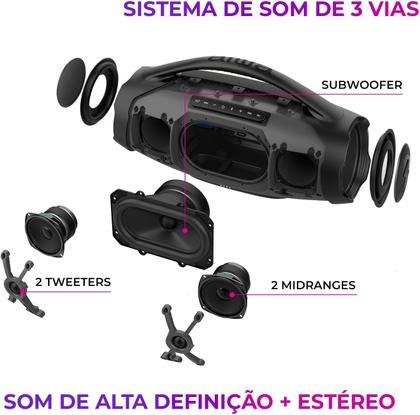 Imagem de Caixa de Som Portátil Aiwa Boombox Plus 200W Bluetooth À Prova D'água BBS-01B Preto