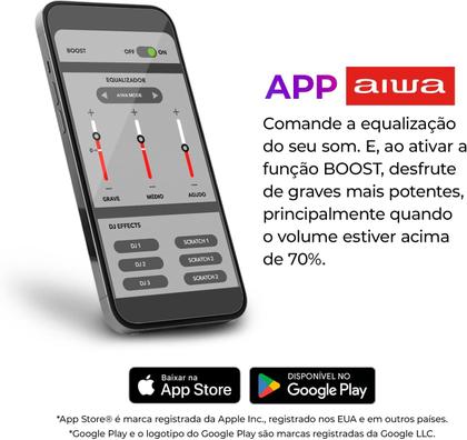 Imagem de Caixa de Som Portátil Aiwa Boombox Plus 200W Bluetooth À Prova D'água BBS-01B Preto