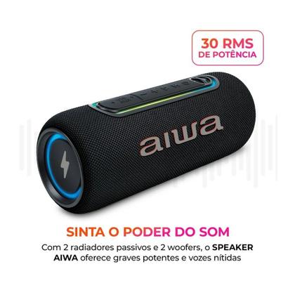 Imagem de Caixa de Som Portátil Bluetooth AIWA Mini Speaker AWS-SP-05-LB, Som de Alta Definição, Preto - AWS-SP-05-LB