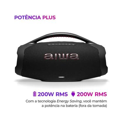 Imagem de Caixa de Som Portátil Boombox Plus BBS-01B 200W Bluetooth à Prova Dágua Aiwa