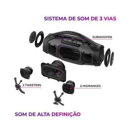 Imagem de Caixa de Som Portátil Boombox Plus BBS-01B 200W Bluetooth à Prova Dágua Aiwa