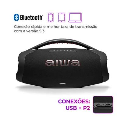 Imagem de Caixa de Som Portátil Boombox Plus BBS-01B 200W Bluetooth à Prova Dágua Aiwa