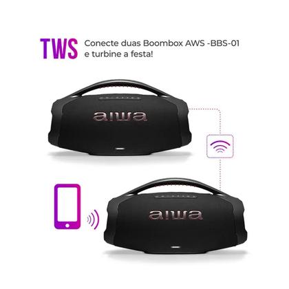 Imagem de Caixa de Som Portátil Boombox Plus BBS-01B 200W Bluetooth à Prova Dágua Aiwa