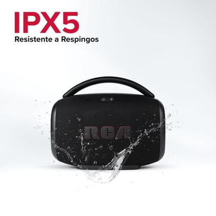 Imagem de Caixa de Som Portátil Boombox RCA Bluetooth 120W Graves Potentes IPX5 Luzes LED RGB FR213