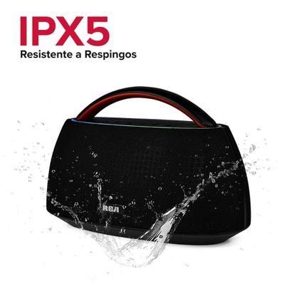 Imagem de Caixa de Som Portátil Boombox RCA Bluetooth 90W IPX5 Luzes LED RGB Potente Design Minimalista Elegante FR316